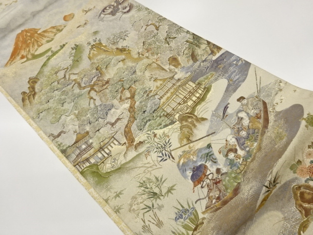 鹿苑寺に七福神・花々・動物模様織出し袋帯